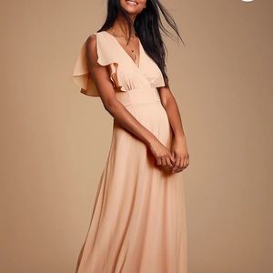 Lulu’s Flutter Sleeve Blush Maxi Dress